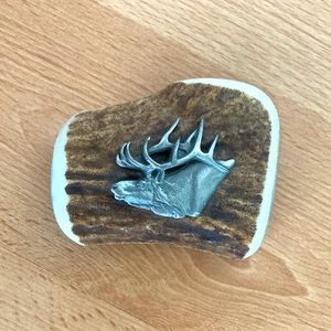 Silver stag elk horn belt buckle